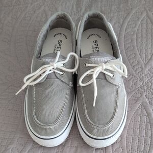 Sperry Light Gray Canvas Boat Shoes